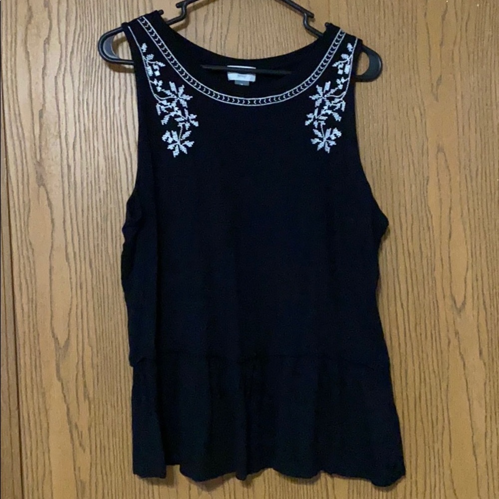 Black Embroidered Tank